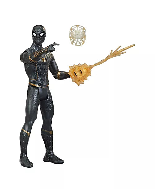 Marvel Spider-Man 6-Inch Mystery Web Gear Black and Gold Suit Spider-Man, Ages 4 and up
