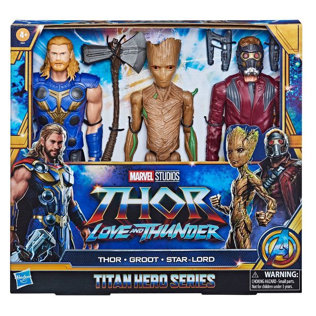 Marvel Avengers Titan Hero Series Thor Groot Star-Lord Action Figures - 3 pack