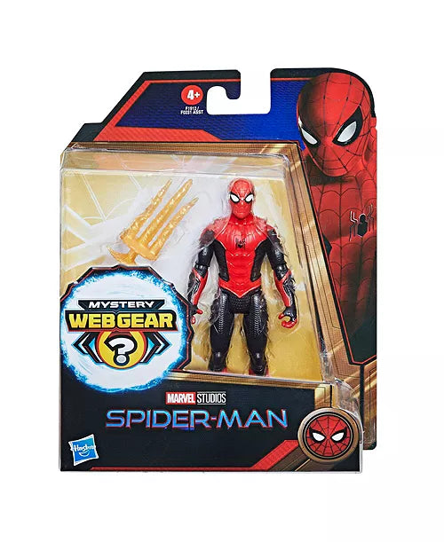 Marvel Spider-Man 6-Inch Mystery Web Gear Upgraded Black and Red Suit Spider-Man, Ages 4 and Up